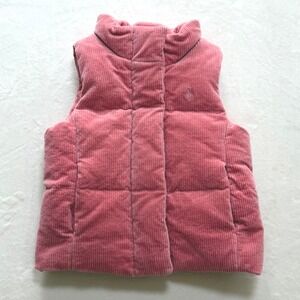 Polo Ralph Lauren Puffer Vest Kids 3/3T Pink Corduroy Quilted Zip Snap Pony